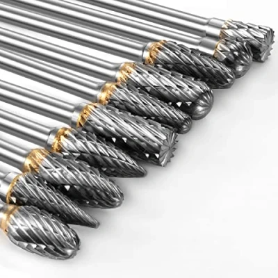 Afbeelding van 10 stuks wolfraamcarbide dubbele snijfrezen voor Dremel rotatiegereedschap, roterende freesset met 0,3 cm schacht slijper, houtbewerking, snijden, polijsten, graveren, boren