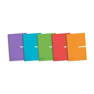 Afbeelding van Enri, 5 stuks A5 schriften, geruit, 4 x 4, kunststof omslag, 80 vellen, willekeurige kleuren