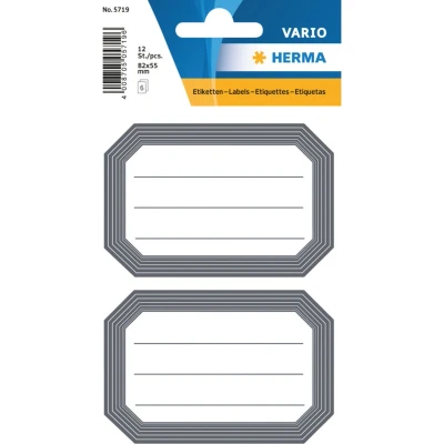 Afbeelding van Etiket HERMA 5719 82x55mm schrift grijze rand 12 stuks Blister a 6 vel 10