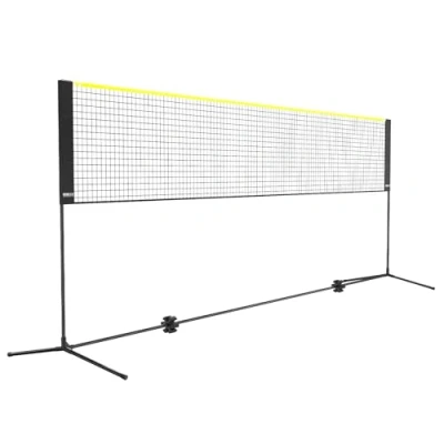 Image de VEVOR filet de badminton, 4,2 m, pliable volley ball réglable en hauteur, tennis portable avec poteaux, support et sac transport, pour les jeux intérieur extérieur l&#039;enfant