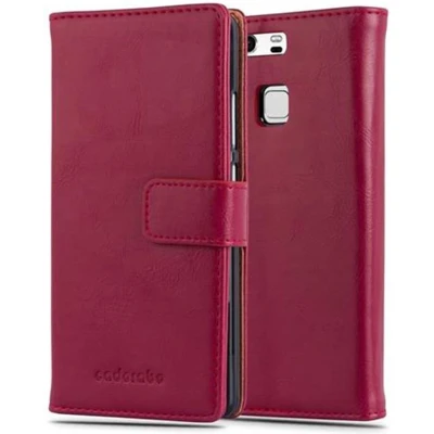 Afbeelding van Cadorabo Hoesje geschikt voor Huawei P9 in WIJN ROOD Beschermhoes met magnetische sluiting, standfunctie en kaartvakje Book Case Cover Etui
