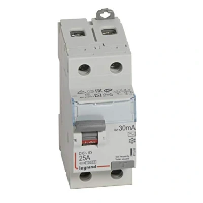 Afbeelding van Differentiële schakelaar 2P 230V 25A type AC 30mA 2 modules