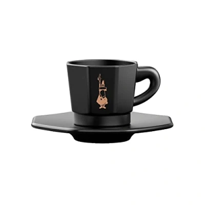 Afbeelding van Bialetti Perfetto Espresso Kop en Schotel Mat Zwart set van 4 stuks