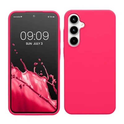 Afbeelding van kwmobile telefoonhoesje geschikt voor Samsung Galaxy A35 Hoesje met siliconen coating Smartphone case in neon roze