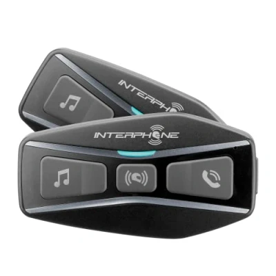 Afbeelding van INTERPHONE UCOM4 Dubbel Bluetooth 5.0 helmintercom voor motorfietsen, gebruik 4 rijdersgroep, afstand 1 km, autonomie tot 15 uur, mp3, gps, waterdicht IP67, alle helmen