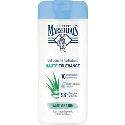 Image de Le Petit Marseillais, Gel Douche Hydratant Haute Tolérance Aloe Vera Bio (flacon de 400 ml) 98% d&#039;ingrédients d&#039;origine naturelle Pour tous types peaux, même sensibles