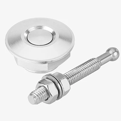 Afbeelding van voor hood pins locking Elerose kap sluiting dop bevestigingskit (zilver) aluminiumlegering motorkap deksel algemene motoren