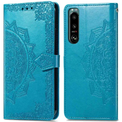 Afbeelding van iMoshion Hoesje Geschikt voor Sony Xperia 5 IV Met Pasjeshouder Mandala Bookcase Turquoise