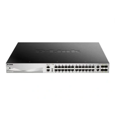 Image de D Link DGS 3130 30PS Commutateur L3 Lite Géré 24 x 10/100/1000 (PoE+) + 2 10 Gigabit Ethernet 4 SFP+ de bureau, Montable sur rack PoE+ (370 W)