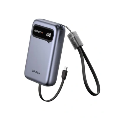 Afbeelding van UGREEN Externe accu, 20.000 mAh, met geïntegreerde USB C kabel, 22,5 W, powerbank, C, snel opladen, intelligente weergave, compatibel iPhone 16 Plus Pro Max 15 14 Galaxy S24 Ultra S23