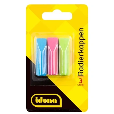 Afbeelding van Idena 522227 gumdoppen, 3 stuks, voor standaard potloden, verschillende kleuren