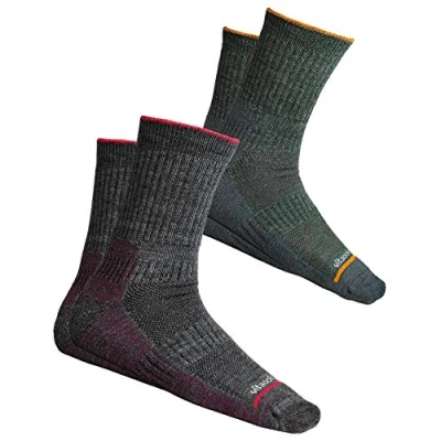 Afbeelding van VITSOCKS Merino wollen wandelsokken tegen blaren voor heren, warm, ademend, zacht, 2 paar (groen en grijs)