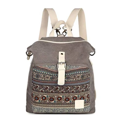 Afbeelding van EVEOUT Uniseks Schouderrugzak Canvas College Zakelijke Rugzak voor Mannen Werk School Reizen Wandelen Camping Daypacks, D lichtgrijs, Eenheidsmaat