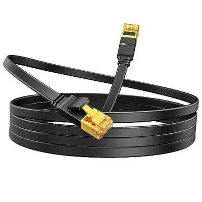 Afbeelding van UGREEN Cat 7 Lange ethernetkabel, RJ45, netwerk, 10 Gbit/s, 600 MHz, 8P8C, plat, compatibel met router, switch, modem decoder, tv box, internet, PS5, PS4, Xbox gameconsole, Smart TV, laptop (10 m)