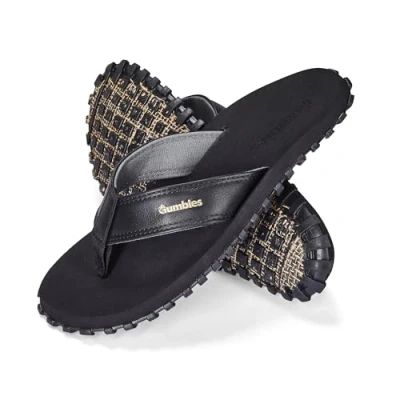 Afbeelding van Gumbies Model Vegovert Teenslippers voor dames en heren Sandalen Badslippers Badsandalen dames, zwart.