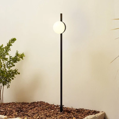 Afbeelding van Lindby LED grondspies lamp Darleen, grijs, aluminium, Ø 10 cm