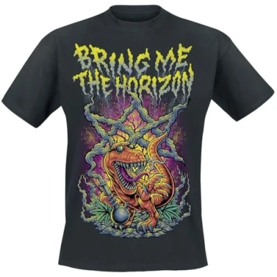 Afbeelding van Bring Me The Horizon Smoking Dinosaur Heren T shirt 2XL Zwart