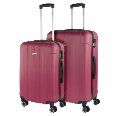 Afbeelding van Itaca 771150 Set van stevige reiskoffers voor cabine, middelgroot en groot, met 4 wielen, ABS, plus tas, handbagage, comfortabel licht, reizen low cost maatschappijen, aardbei, 63 cm + 35