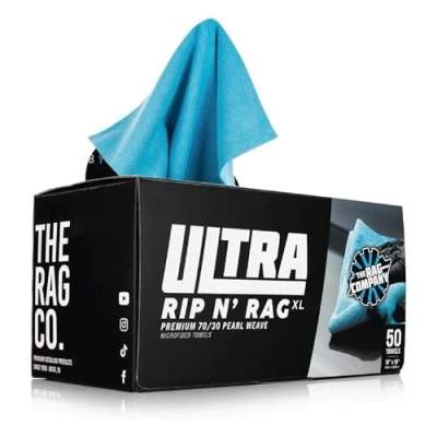 Afbeelding van The Rag Company Ultra Rip N&#039; XL 50 stuks herbruikbare microvezeldoeken voor coatings, glas, details, huis, camper en meer, mix 70/30 van de meest