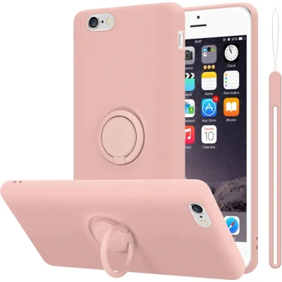 Afbeelding van Cadorabo Hoesje geschikt voor Apple iPhone 6 / 6S in LIQUID ROZE Beschermhoes van flexibel TPU silicone Case Cover met ring