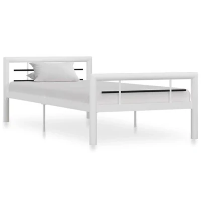 Afbeelding van Bedframe metaal wit en zwart 90x200 cm