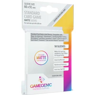 Afbeelding van Gamegenic Matte Board Game Sleeves Grey 66 x 91 mm (50 stuks)