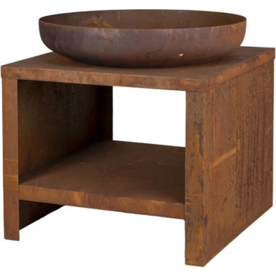 Afbeelding van Vuurschaal met houtopslag 62 cm roestkleurig