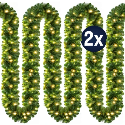 Afbeelding van Casaria Guirlande 2x5m 100 LEDs Dennennaalden Groen Warm wit