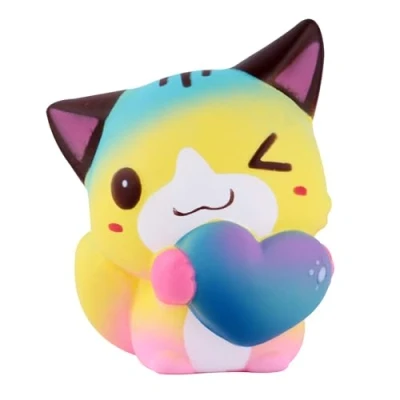 Afbeelding van Anboor Squishies Kattencollectie langzaam stijgend speelgoed anti stress fantasie en gadgets, feestaccessoires, Kerstmis, Kawaii geschikt voor spelletjes volwassenen kinderen (liefde, set 1)