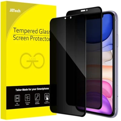 Afbeelding van JETech Anti spionage displaybescherming voor iPhone 11/XR 6,1 inch, volledige afdekking van gehard glas, compatibel met beschermhoes, 2 stuks