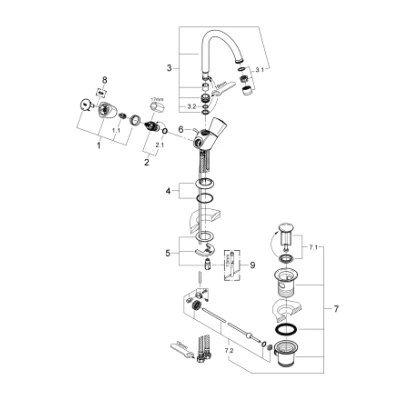 Afbeelding van Grohe Costa wastafelkraan waste inrichting chroom 21257001