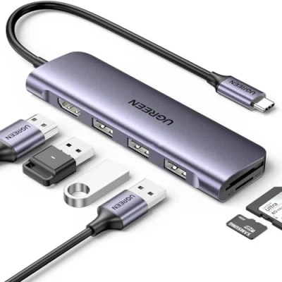 Afbeelding van Ugreen CM511 (USB C, 6 Havens), Docking station + USB hub, Grijs