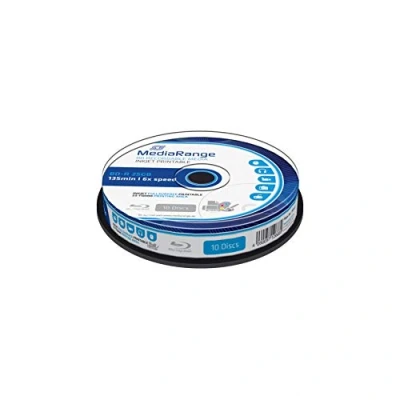 Image de MediaRange Inkjet Fullsurface Printable 10 x BD R 25 Go 6x blanc surface imprimable par jet d&#039;encre spindle
