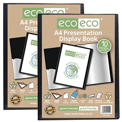Afbeelding van eco Eco042x2 documentenmap met kunststof hoesjes, A4, 50% gerecycled, zwart