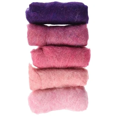 Afbeelding van Rayher Hobby 5363500 scheerwol Vlieswol, 5 x 20 g, 100% sprookjeswol, roze tinten