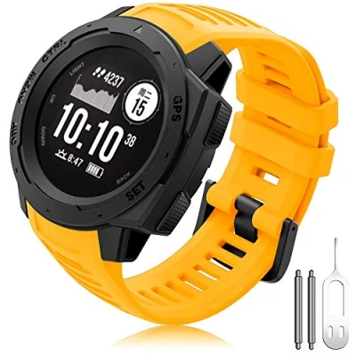 Afbeelding van TOPsic Garmin Instinct Horlogeband, siliconen band, 22 mm, vervanging voor Easy Fit armband, Sport, GPS, smartwatch met adapter