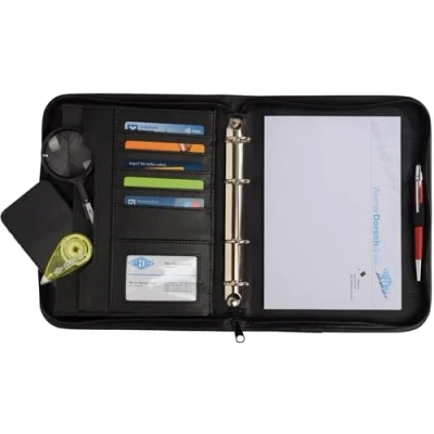 Afbeelding van Wedo 581501 College map (A5, kunstleer, ritssluiting, 4 ringmechanisme, 9 vakken) zwart