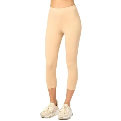 Afbeelding van Merry Style MS MS10 199 LE Dames Capri Leggings Sport Vrijetijdsbroek 3/4 Lengte Katoen Sporbroek Yogabroek Natuur XXL