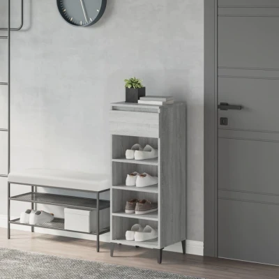 Afbeelding van Schoenenrek 40x36x105 cm bewerkt hout grijs sonoma eikenkleurig