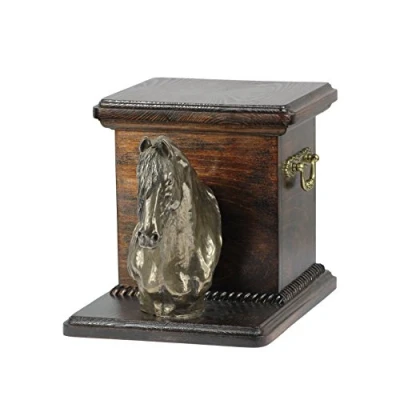 Afbeelding van Elegante urn voor paardenas met beeldje van Friesian paard