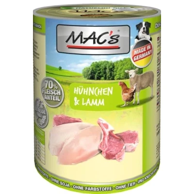 Afbeelding van MAC’s Hondenvoer Natvoer Blik 70% Kip &amp; Lam 6 x 400g
