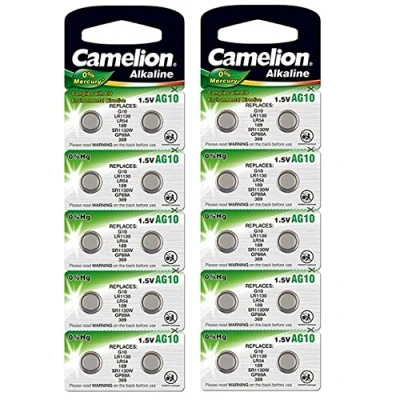 Afbeelding van 20 x Camelion AG10/189/389/LR1130 duurzame knoopcel met 0% kwik (afloopdatum gemarkeerd)