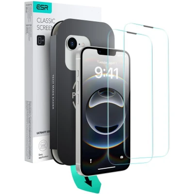 Afbeelding van ESR Getemperd glazen UltraFit bakje iPhone 16e Helder (2 Stuk, Apple 16e), Smartphone beschermfolie, Transparant