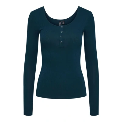 Afbeelding van Pieces Pckitte Longsleeve, Dames, Maat: XXL, Reflecting pond