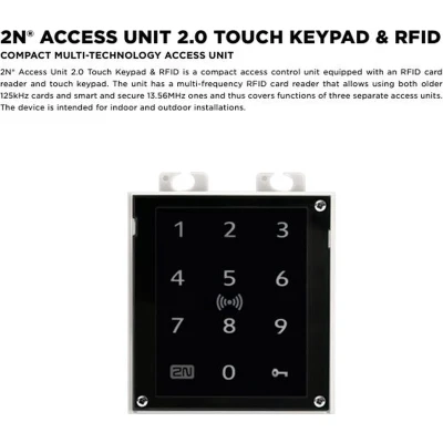 Afbeelding van 2N Access Unit 2.0 Touch Keypad, Bluetooth &amp; RFID 125kHz