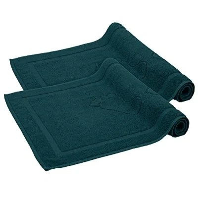 Afbeelding van Komfortec Badmat Set 2 stuks 50x80 cm 100% Katoen Zachte en Absorberende Douchemat/Handdoek Petroleumblauw