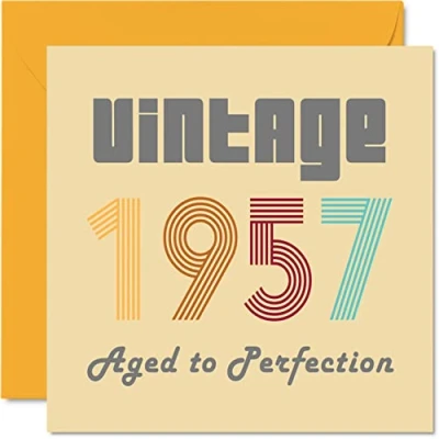 Afbeelding van verjaardagskaart voor mannen en vrouwen, vintage 1957 Aged To Perfection grappige haar, hem, 145 mm x verjaardagskaarten opa oma echtgenoot, moeder, oma, mama, papa