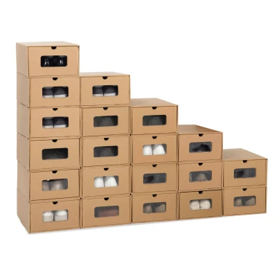 Image de Lot de 20 cartons boites rangement à chaussures avec tiroir