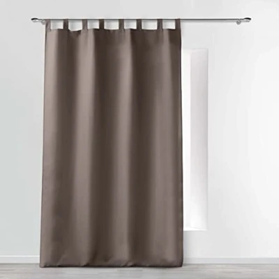 Afbeelding van Gordijnen Kant en klaar met ophanglus 140x260cm uni polyester taupe