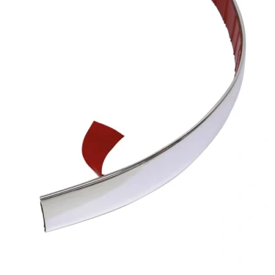 Afbeelding van Carpoint Sierstrip Chrome Zelfklevend 12mm 8m Lijst Universeel Buiten en Binnen